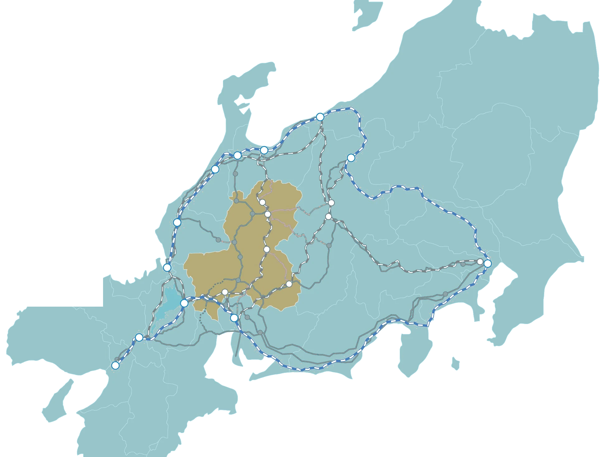 アクセスマップ（中部地方からの経路）