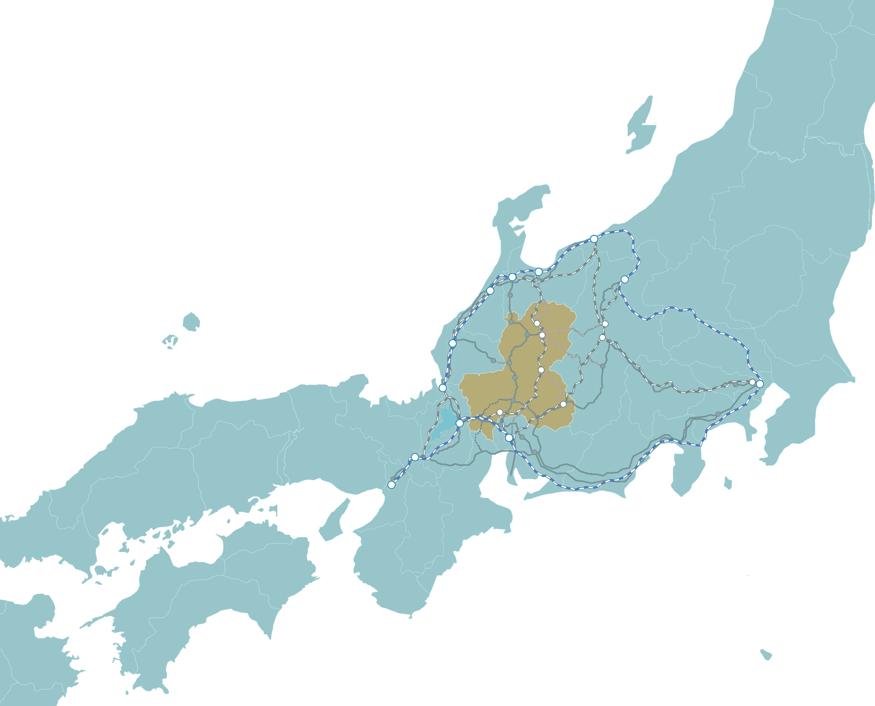 アクセスマップ（中部地方からの経路）